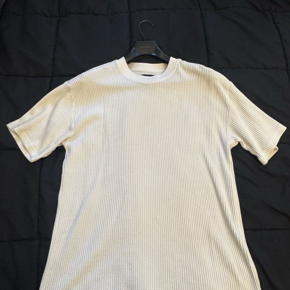 PacSun Men's Beige Ribbed Short Sleeve Tee